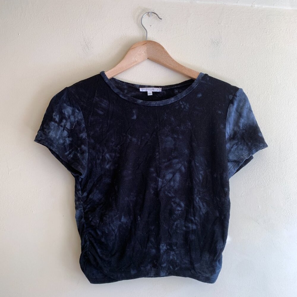 ANTISTAR Tie Dye Cropped Tee Womens Size Large Side Ruching